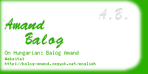 amand balog business card